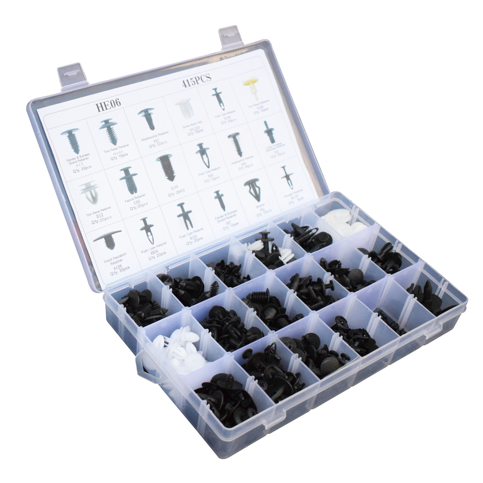 Auto Car Body Plastic Push Pin Rivet Fasteners Trim Panel Moulding Clips 415pcs image