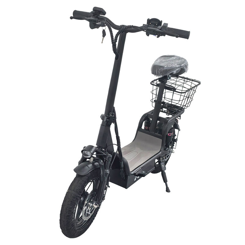 Black Electric Scooter With Seat Foldable Motorised Adults EScooter Commuter image