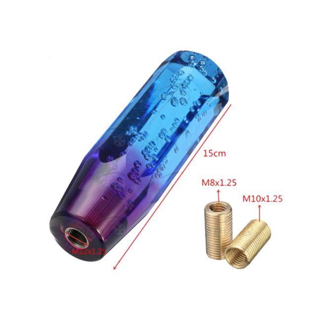 Manual Gear Stick Shift Lever Shifter Knob Purple Crystal Bubble Universal 150mm image