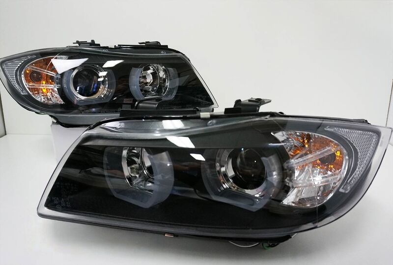 Black 3D LED DRL Angel-Eyes Projector Head Lights Fit For BMW 3-Series E91 E90 Sedan 2005-2008 image