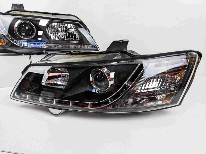 Black DRL LED Projector Head Lights Fit For Holden Commodore VY UTE 2002-2004 image