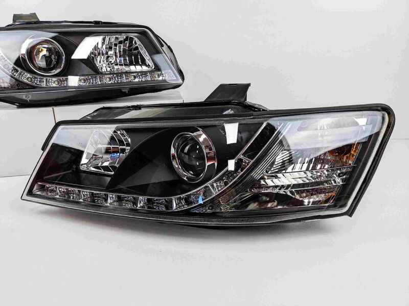 Black DRL LED Projector Head Lights Fit For Holden Commodore VZ UTE 2004-2006 image