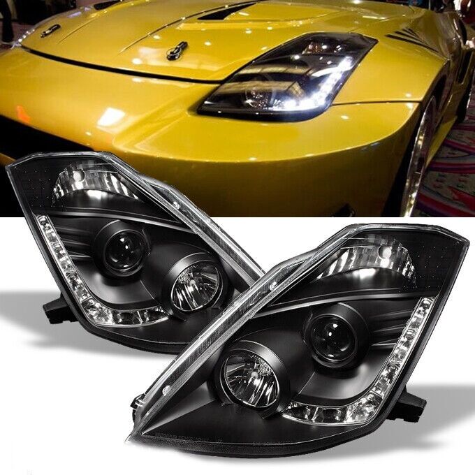 DRL LED Black Projector Headlights Fit For Nissan 350Z Z33 Fairlady Halogen Type 2003-2005 image