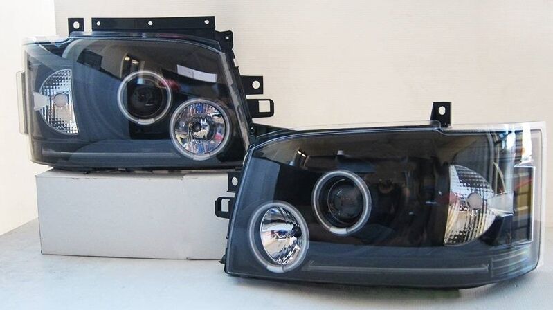 Black CCFL Angel Eyes Projector Headlights Fit For Toyota Hiace Van 2004-2010 image