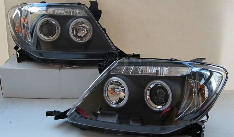Black CCFL Angel-Eyes Projector Headlights Fit For Toyota Hilux SR5 2005-2010 image