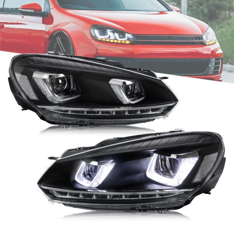 DRL Sequential LED Headlights Fit For Volkswagen VW Golf 6 MK6 GTI TDI 2008-2014 image