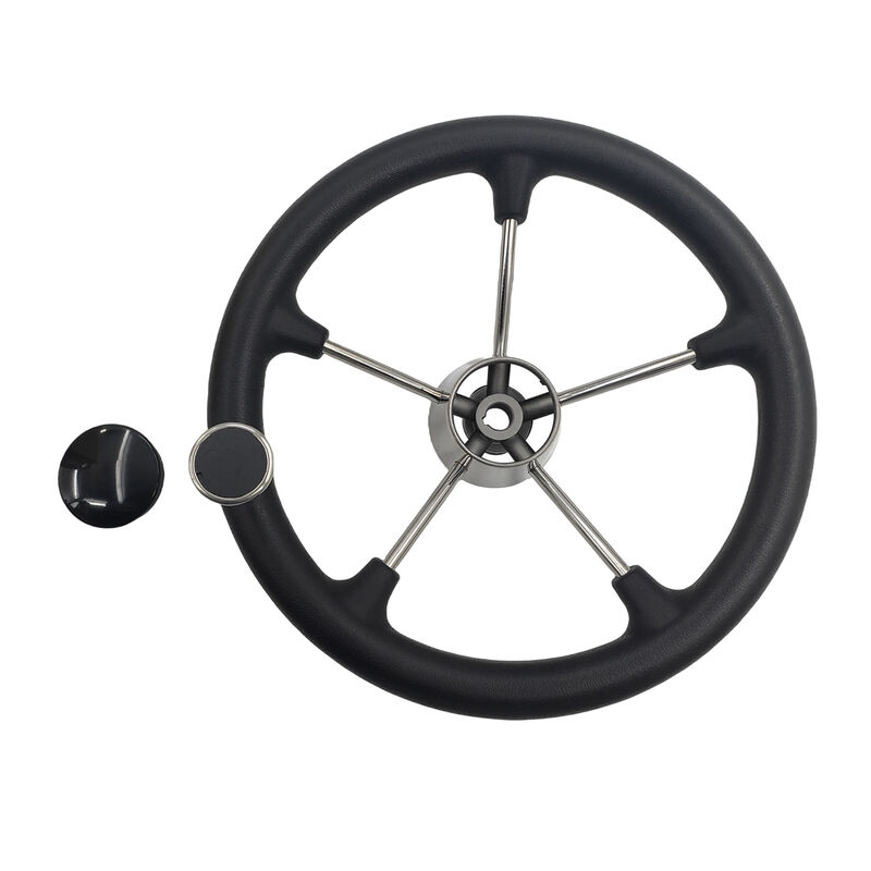 13-1/2'' Inch 5-Spoke Destroyer Style Boat Steering Wheel With Knob & Center Cap image