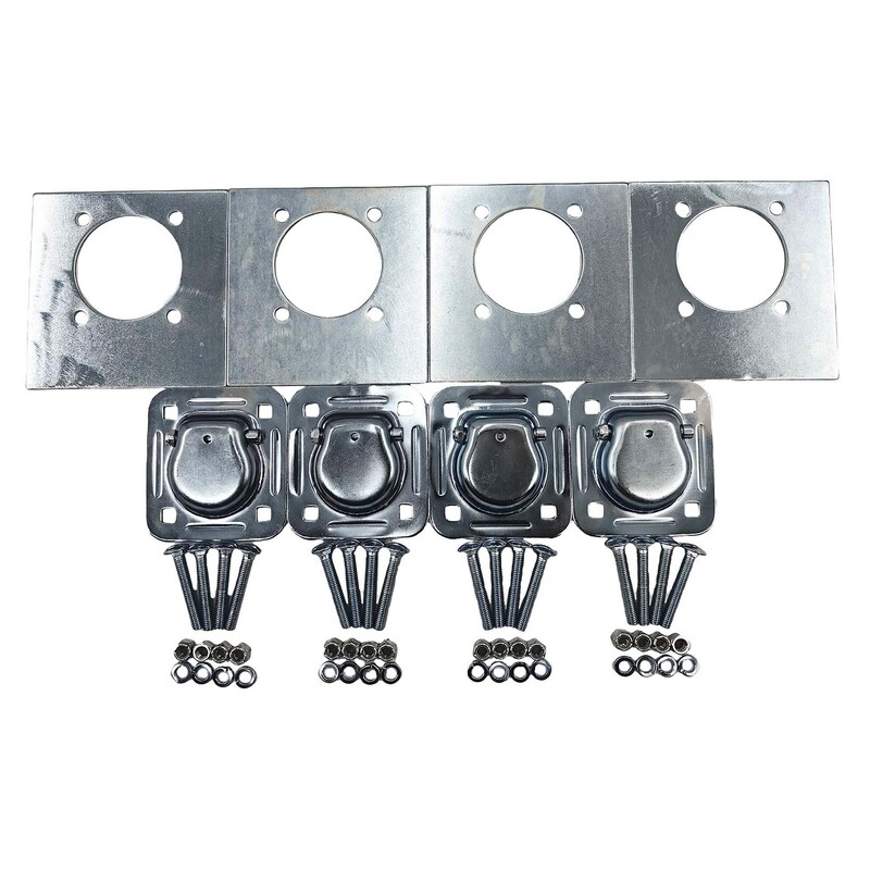 4 Sets Tie Down Lashing Ring & Backing Plates With Bolts Ute Trailer Zinc Plated image