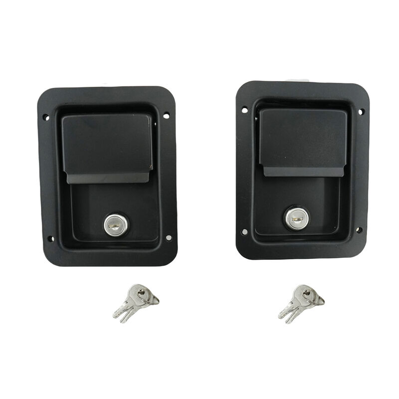 2 x Large Paddle Handle Lock Latch Pair Black Powdercoated Caravan Truck Toolbox image