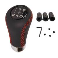 Universal Leather 5 Speed Black Red Manual Gear Stick Shift Knob Shifter Lever