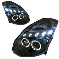 Black LED DRL Angel Eyes Projector Headlights Fit Nissan Infiniti G35 V35 350GT