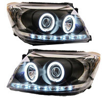 Black LED DRL Angel-Eye Projector Headlight Fit For Toyota Hilux VIGO 2011-2014 1 Pair